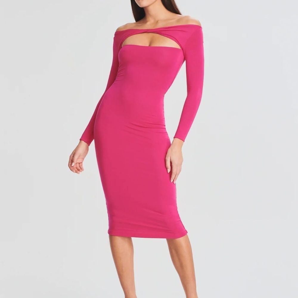 NWT SER.O.YA Irene Midi Dress in Hot Pink size XS
